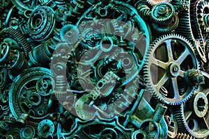 Steampunk texture, backgroung with mechanical parts, gear wheels