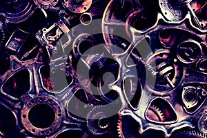 Steampunk texture, backgroung with mechanical parts, gear wheels