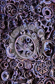 Steampunk texture, backgroung with mechanical parts, gear wheels