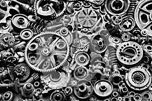 Steampunk texture, backgroung with mechanical parts, gear wheels