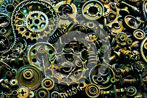 Steampunk texture, backgroung with mechanical parts, gear wheels