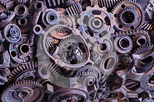 Steampunk texture, backgroung with mechanical parts, gear wheels