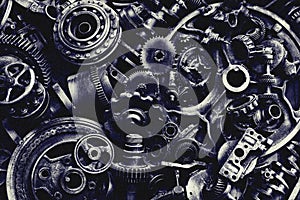 Steampunk texture, backgroung with mechanical parts, gear wheels