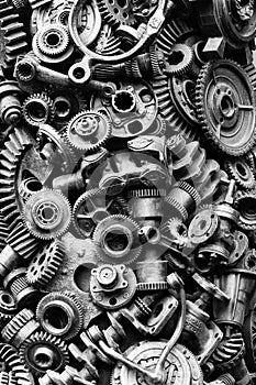 Steampunk texture, backgroung with mechanical parts, gear wheels