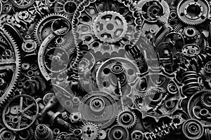 Steampunk texture, backgroung with mechanical parts, gear wheels