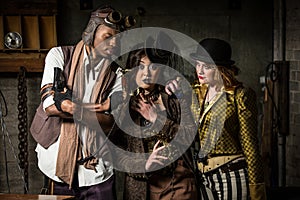 Steampunk Trio with Phone