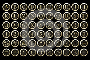 Steampunk typewriter key alphabet