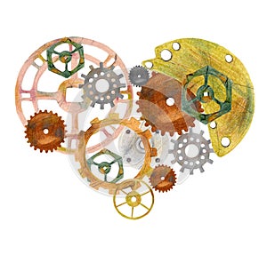 Steampunk vintage heart with cogs, gears and ventils.