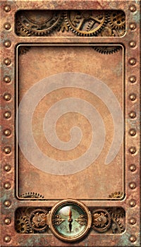 Steampunk vintage looking vertical background frame