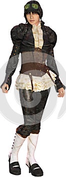 Steampunk Woman, Pilot, Aviator, Isolated