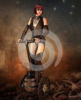 Steampunk woman on a Segway photo