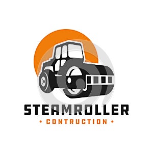Steamroller construction tool logo