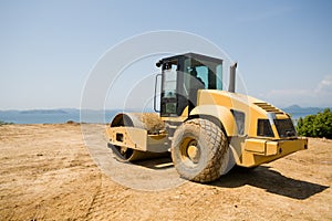 Steamroller & sea photo