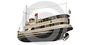 Steamship 3d illustration isolated on white background