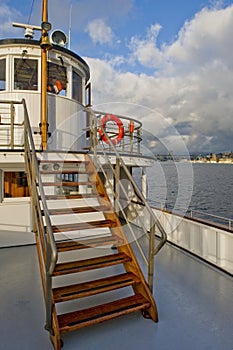 Steamship pilot house and deck photo