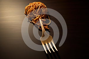 Steamy Spaghetti fork food. Generate AI