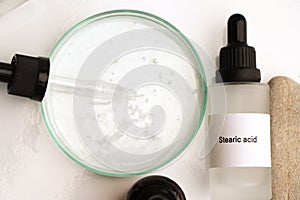 stearic acid in a bottle, chemical ingredient in beauty product