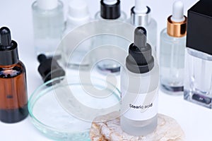 stearic acid in a bottle, chemical ingredient in beauty product