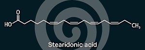 Stearidonic acid, moroctic acid, SDA molecule. It is an omega-3, fatty, octadecatetraenoic acid.