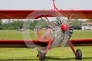 Stearman red biplane