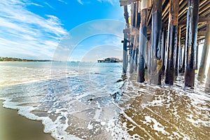 Stearns wharf pier in Santa Barbara seen from the ground