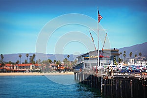Stearns Wharf in Santa Barbara, California - USA.