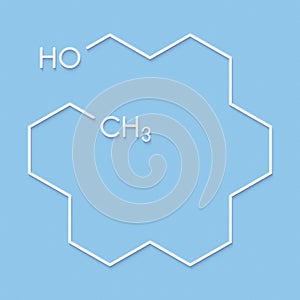 Stearyl alcohol molecule. Constituent of cetostearyl alcohol cetearyl alcohol, cetylstearyl alcohol. Skeletal formula.