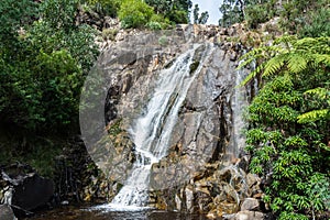 Steavenson Falls cascading into Steavenson River Valley near Marysville in Victoria, Australia