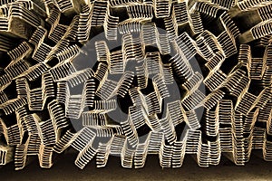 Steel angles bunch in warehouse.