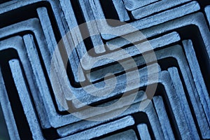 Steel angles bundle in a warehouse