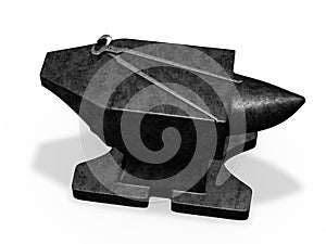 Steel anvil with pincers 3d rendering