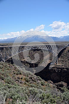 Steel Arch Bridge Spanning Across the Rio Grande Gorge