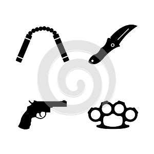 Steel Arms, Firearms, Weapon. Simple Related Vector Icons