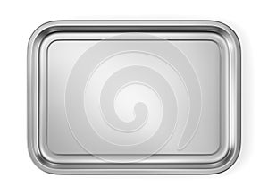 Steel baking or food tray isolated on white