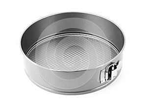 Steel baking springform pan isolated on white