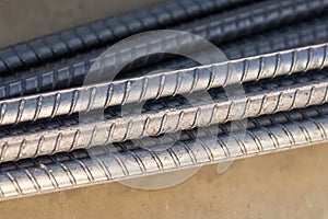 steel bar rebar reinforcement for concrete at construction site