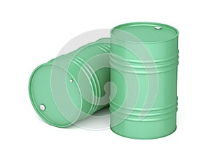 Steel barrels on white background