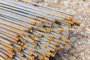 Steel bars used in construction, Steel bars close- up background