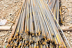 Steel bars used in construction, Steel bars close- up background