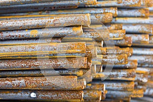 Steel bars used in construction, Steel bars close- up background