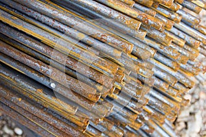 Steel bars used in construction, Steel bars close- up background