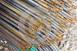 Steel bars used in construction, Steel bars close- up background