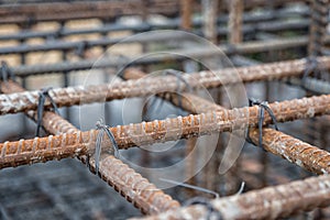 Steel bars with wire rod for reinforcement of concrete or cement.