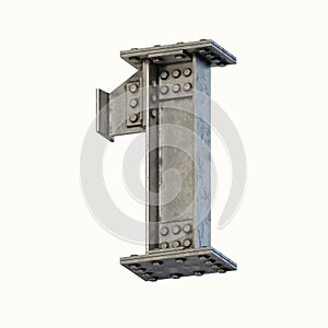 Steel beam font 3d rendering number 1