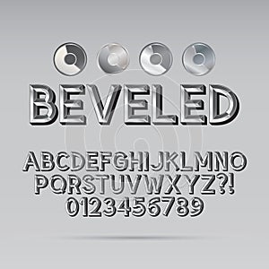 Steel Beveled Outline Font and Digit