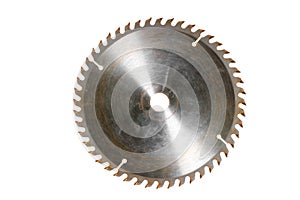 Steel blade for circular saw on a white background