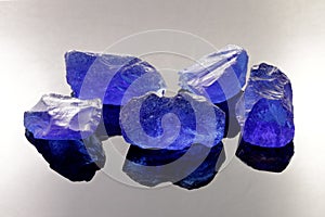 Steel Blue Tumbled and Tempered Fire Glass Nuggets