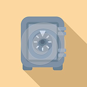 Steel box safe money icon flat vector. Finance store safety