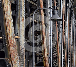 Steel bridge girders with lamp