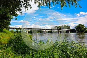 Steel bridge over the Labe river in Litomerice